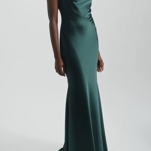 Amsale One Shoulder Dress in Deep Green